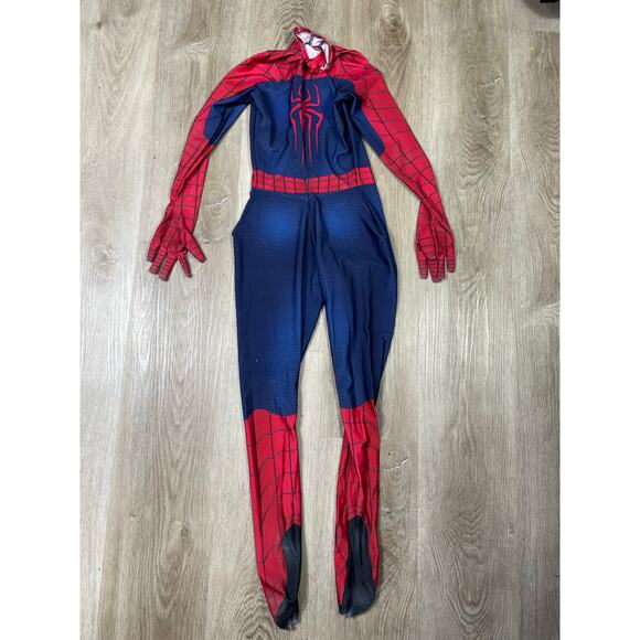 Boys Spider-Man Costume Size Medium‎ Full Bodysuit with Attached Boot Covers - Picture 4 of 12